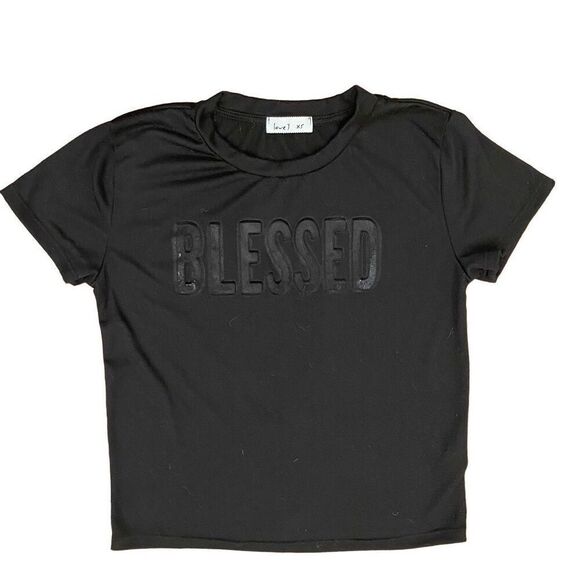 Love J Blessed Logo Black Tee Short Sleeve Size XS - Picture 1 of 8